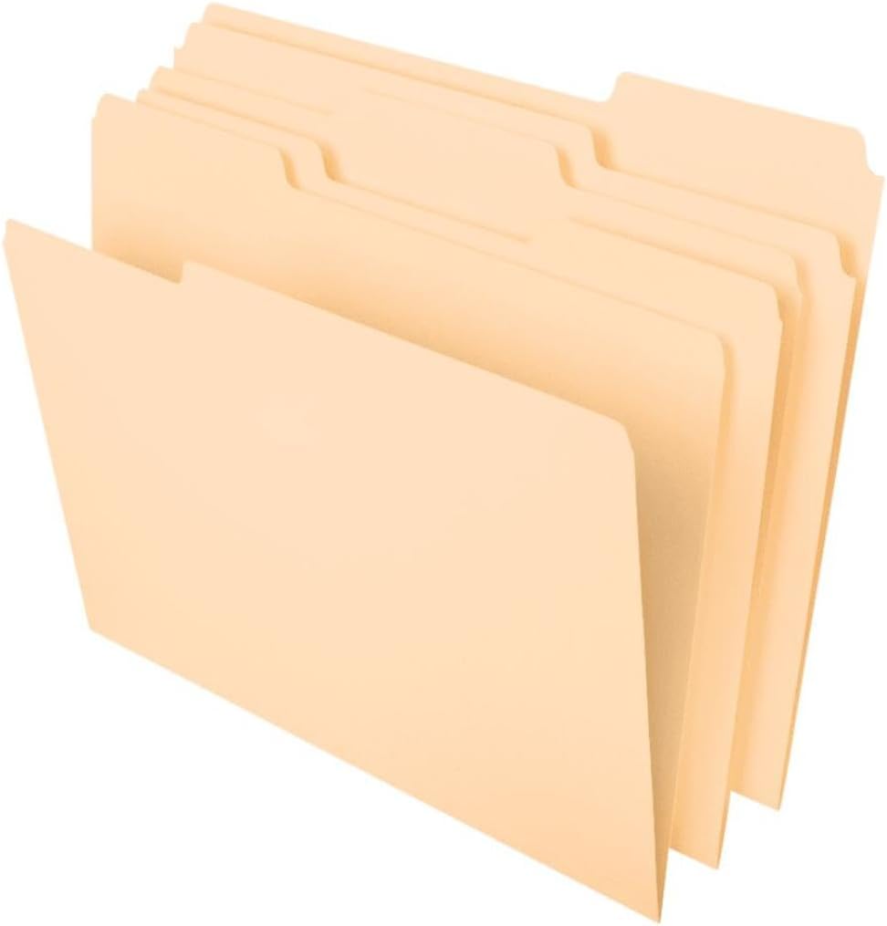 100-Pack Manila File Folders 1/3-Cut