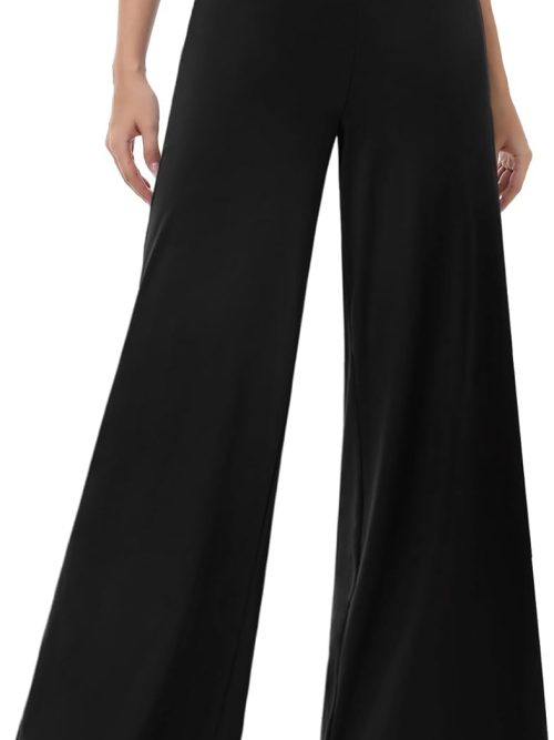 Wide Leg Palazzo Pants for Women - High Waist Casual Beach Lounge Pants Loose Flowy Pants Stretchy Trousers