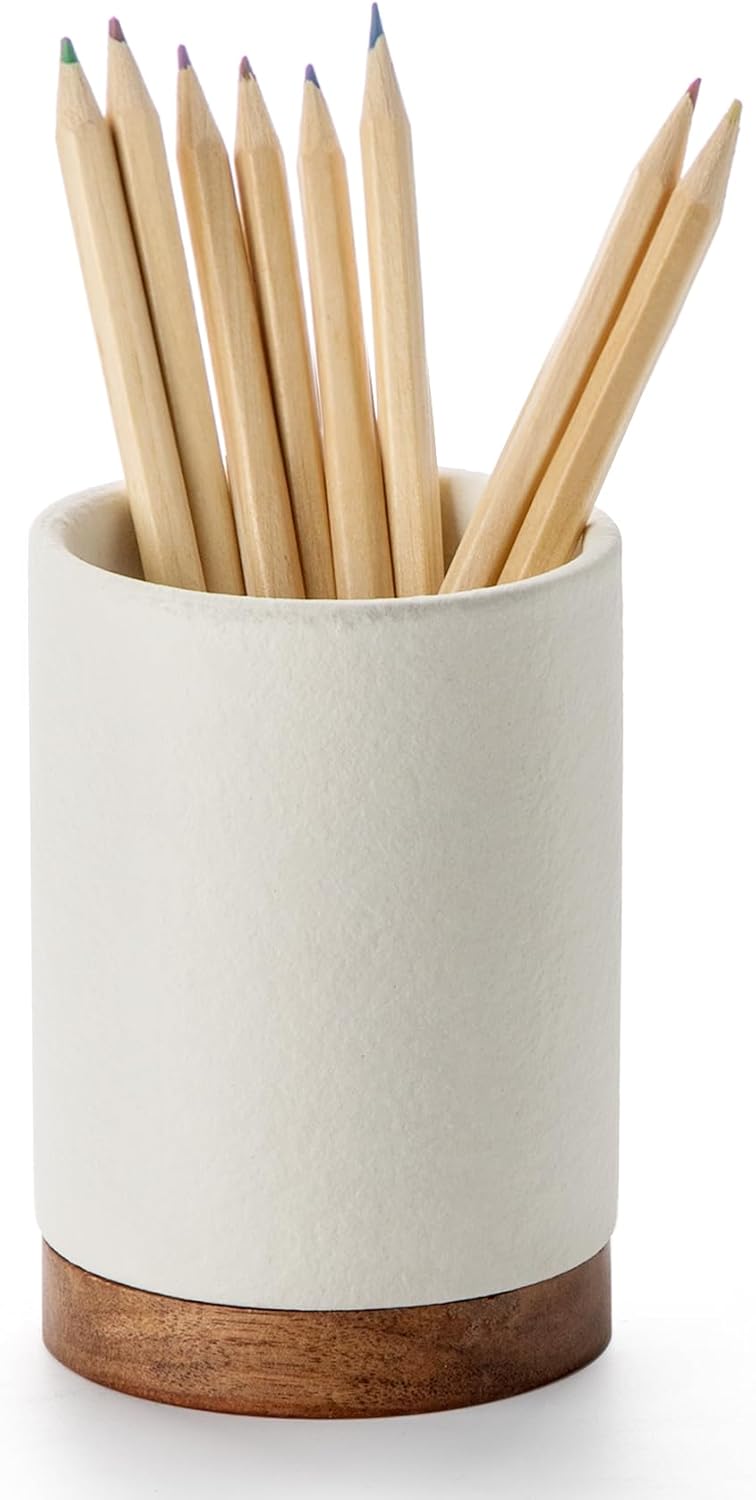 White Ceramic Pencil & Brush Holder