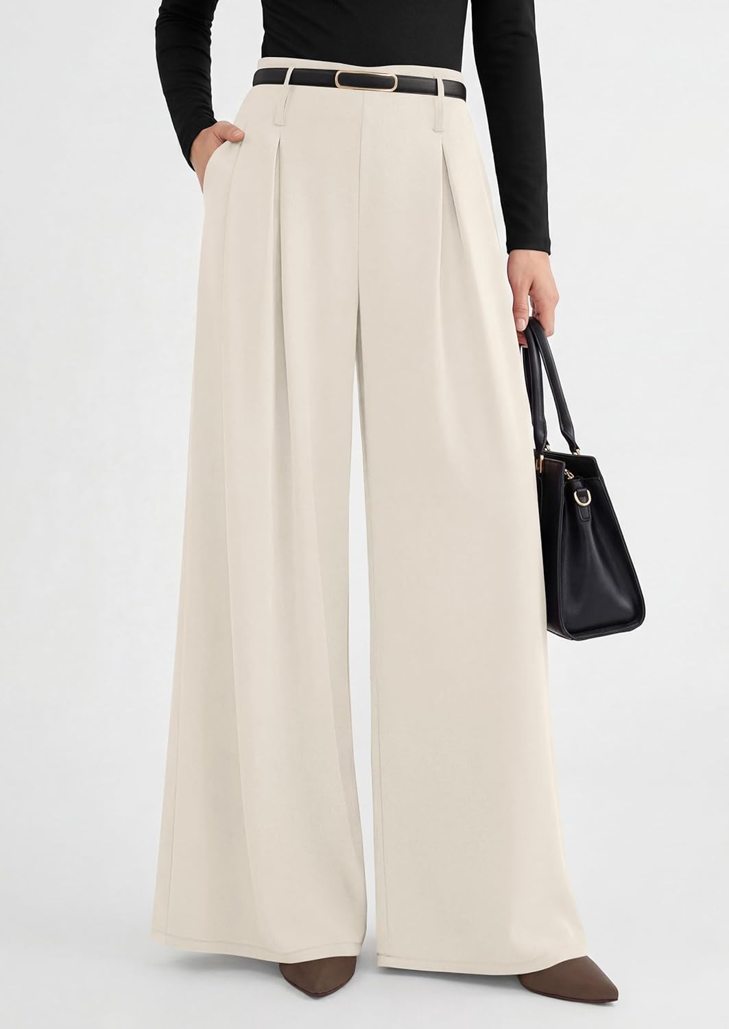 Womens Wide Leg Trousers 2026 Elastic High Waisted Dress Pants Pleated Slacks Flowy Business Work Palazzo Pants - Image 2