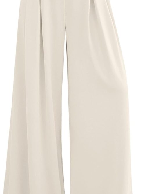 Womens Wide Leg Trousers 2026 Elastic High Waisted Dress Pants Pleated Slacks Flowy Business Work Palazzo Pants