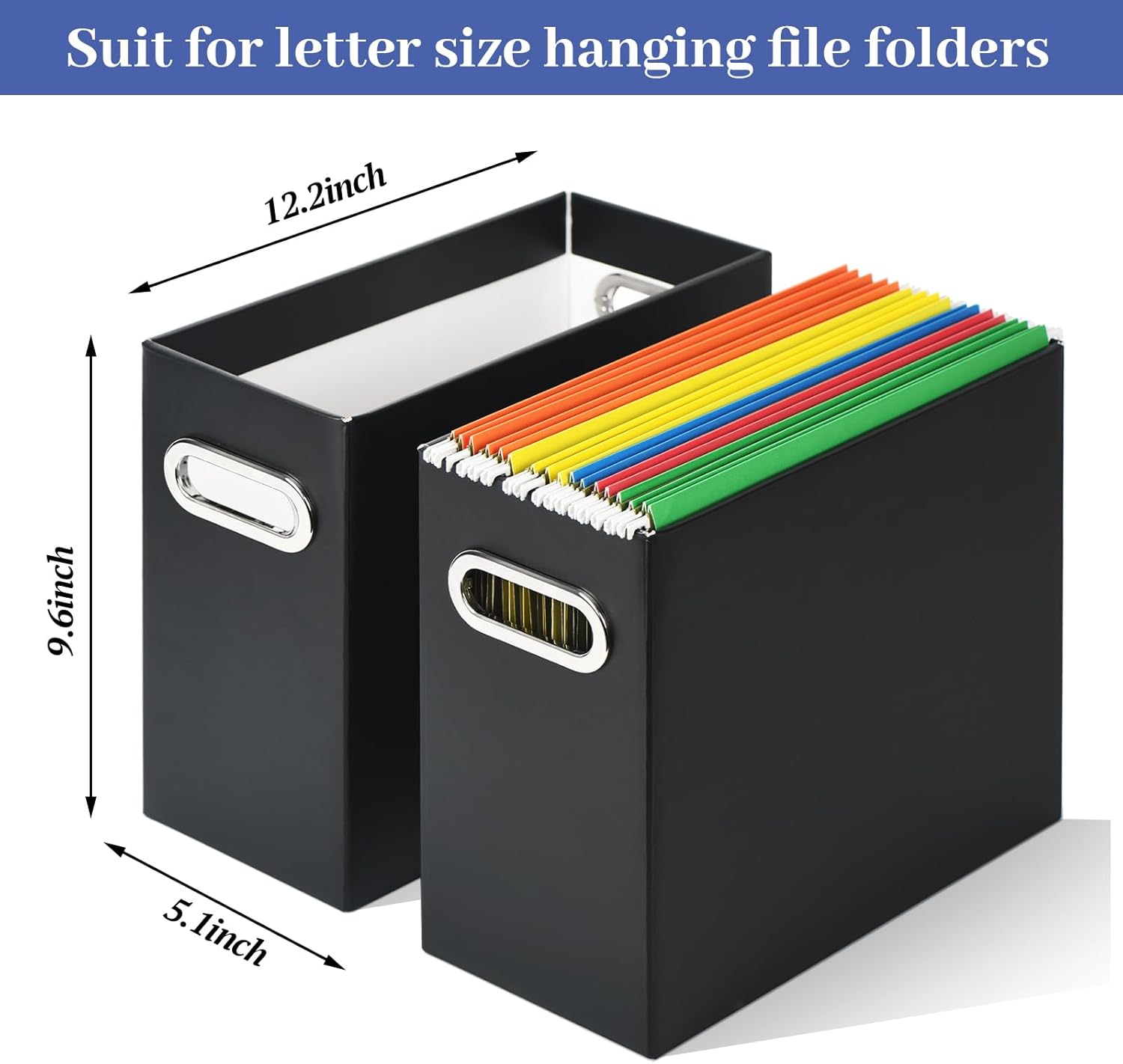 2-Pack Black Collapsible Hanging File Box - Image 2