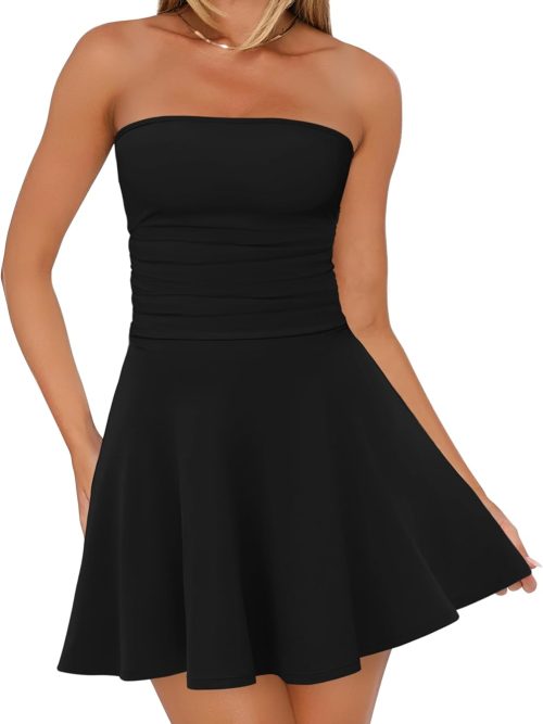 Womens Tube Dresses Strapless Homecoming Graduation Formal Party Club Mini Dress Date Outfits