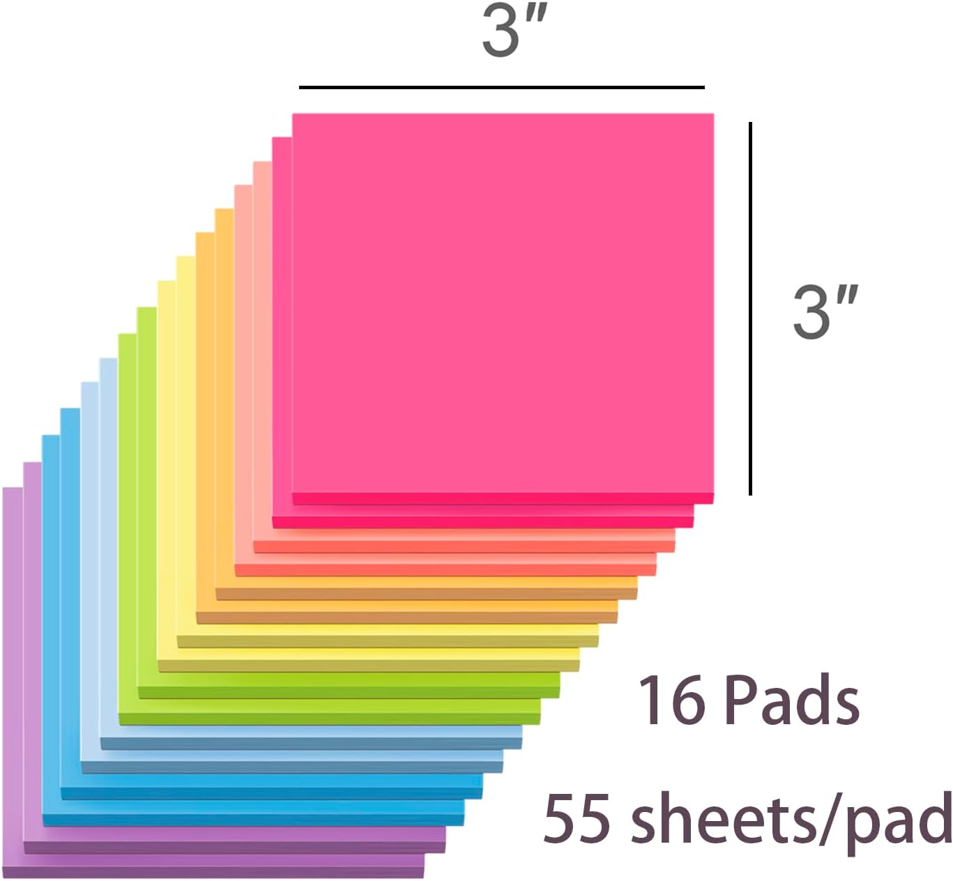 16-Pack 3x3 Bright Sticky Notes Recyclable - Image 2