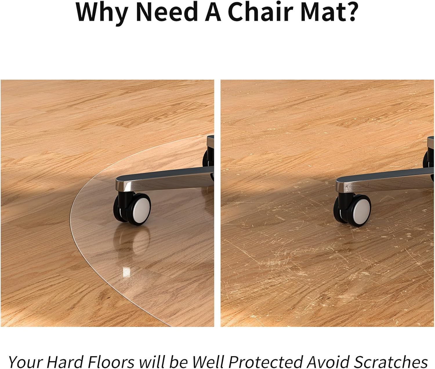 36" Round Transparent Hard Floor Chair Mat - Image 2