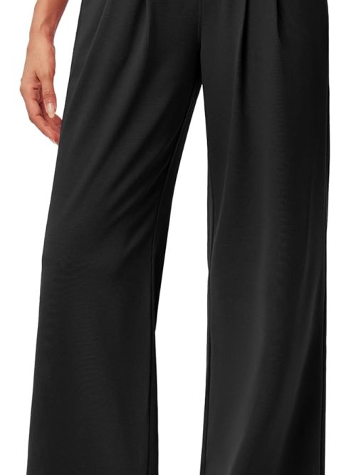 Wide Leg Pants Woman Pull on Stretchy Work Dress Pants High Waisted Business Casual Trousers Slacks