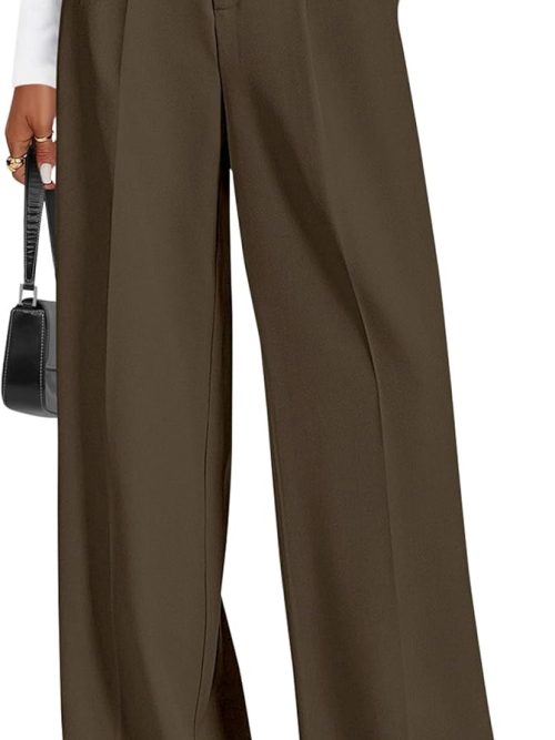 Womens Wide Leg Dress Pants 2026 Business Casual Flowy Work Palazzo Pants High Waisted Slacks Trousers