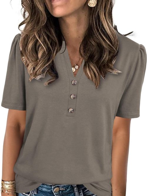 Womens Summer Tops 2026 Short Sleeve Shirts Beach Vacation Outfits Dressy Casual Blouses