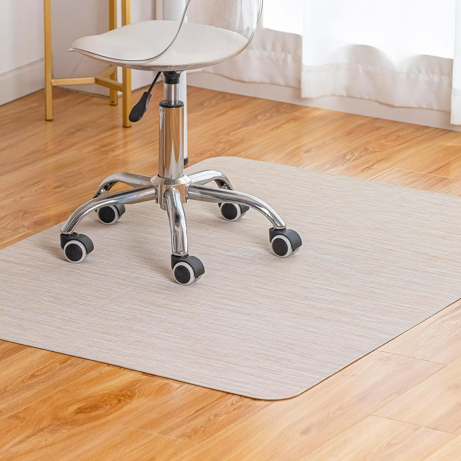 45x53 Parchment PVC Chair Mat Hardwood