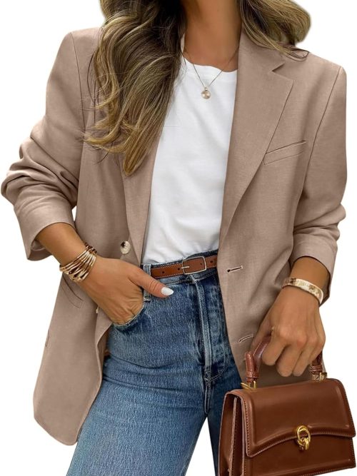 Womens Casual Blazer Jacket Business Long Sleeve Suit Outfit with Pockets