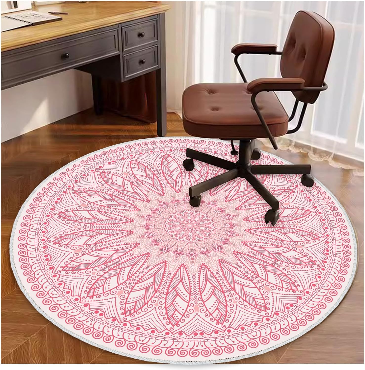 48" Pink Chair Mat Hardwood Low Pile